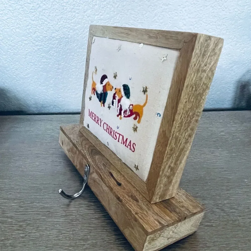 Merry Christmas Dachshunds Dog Rustic Stocking Hanger Hook